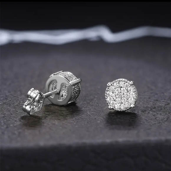 Silver Iced Out Zircon Earrings - Picture 3 of 6